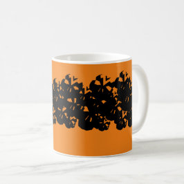 Caneca De Café Peles de Halloween padrão laranja preto