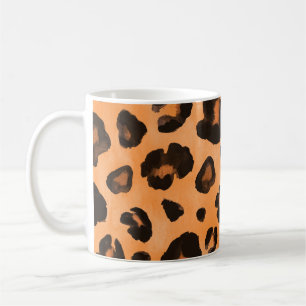 Caneca De Café Peles de leopardo, aquarela, textura perfeita.