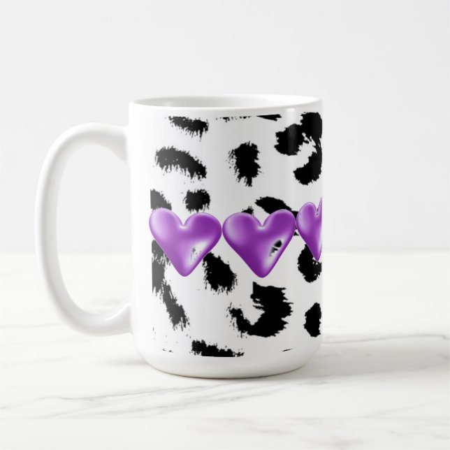 Caneca De Café Peles De Leopardo Com Corações (Esquerda)