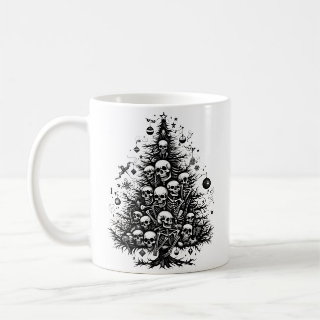 Caneca De Café Peles e ossos de árvores de Natal pretas (Esquerda)