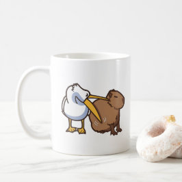 Caneca De Café Pelican tenta comer Capybara Funny Meme