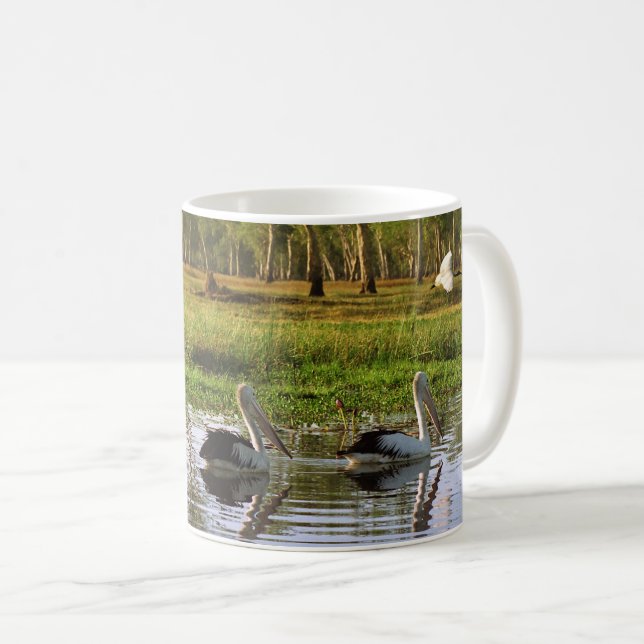 Caneca De Café Pelicanos australianos, Parque Nacional de Kakadu, (Frente Esquerda)