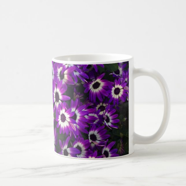 Caneca De Café Películas Roxas Brilhantes Florais Flores de Jardi (Direita)