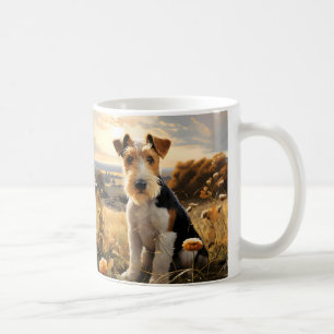 Caneca De Café Pêlos De Fio, Fox Terrier, No Outono Do País