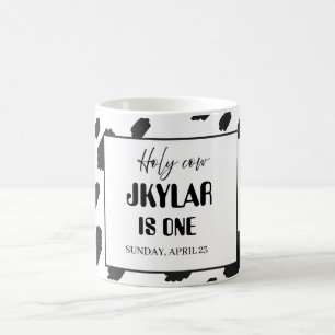 Caneca De Café Pelos de Vaca Preto e Branco com Manchas