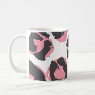 Caneca De Café Pelt Leopardo: Textura Rosa Preta