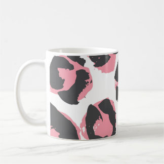 Caneca De Café Pelt Leopardo: Textura Rosa Preta