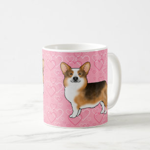 Caneca De Café Pembroke Welsh Corgi Cabeça Vermelha Tri Corações 