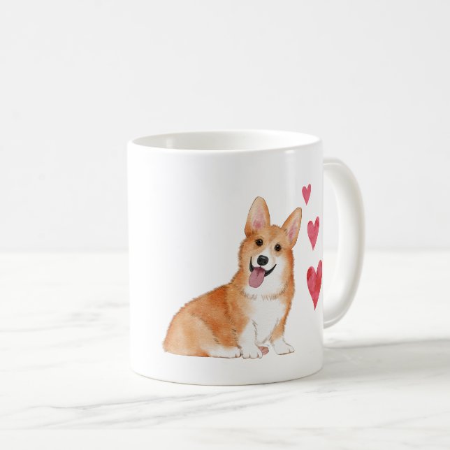 Caneca De Café Pembroke Welsh Corgi - Nome Personalizado (Frente Esquerda)