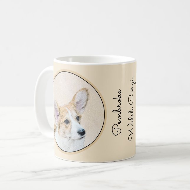 Caneca De Café Pembroke Welsh Corgi - Pintura Original para Cacho (Frente Esquerda)