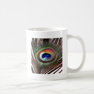 Caneca De Café Pena Colorida de Pavão de Cobre