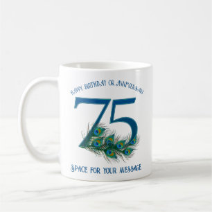 Caneca De Café Pena de Pavão de Aniversário ou Aniversário de Cas