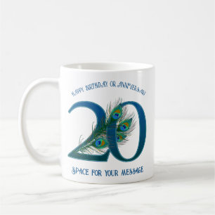 Caneca De Café Pena de Pavão para Aniversário ou Aniversário de 2