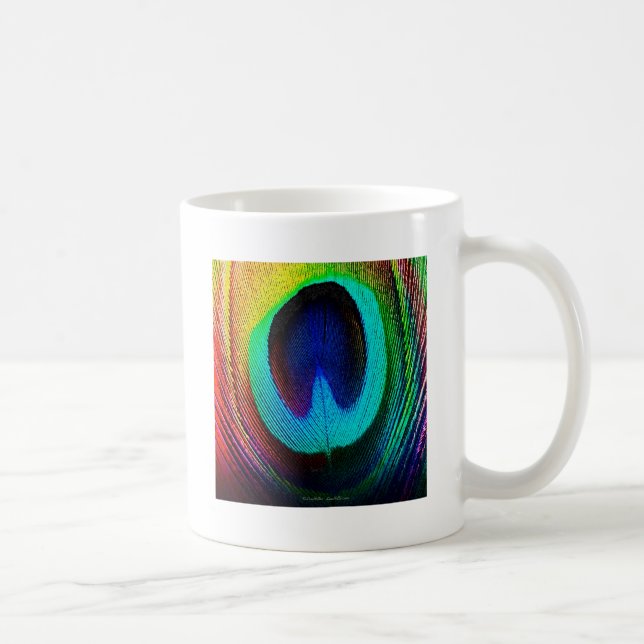 Caneca De Café Pena de Peacock Vibrante (Direita)