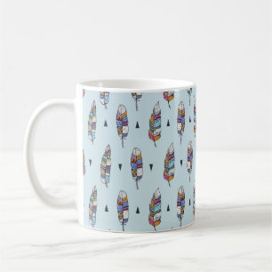 Caneca De Café Pena desenhada à mão. Boho sem costura 