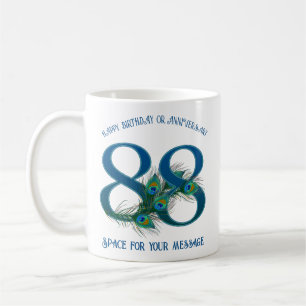 Caneca De Café Penacho de Pavão de Aniversário ou Aniversário de