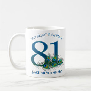 Caneca De Café Penacho de Pena de 81º Aniversário ou Aniversário