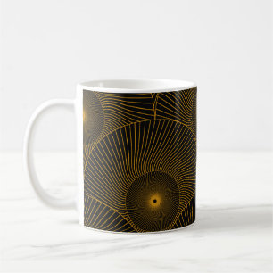 Caneca De Café Penas asiáticas: sem costura dourada-negra.