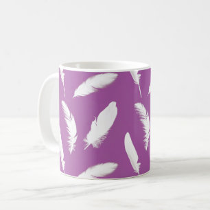 Caneca De Café Penas brancas em Ametist Purple