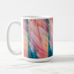Caneca De Café Penas Coloridas de Flamingo