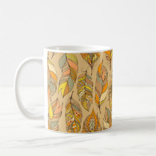 Caneca De Café Penas de Abstrato coloridas: Padrão de colheita