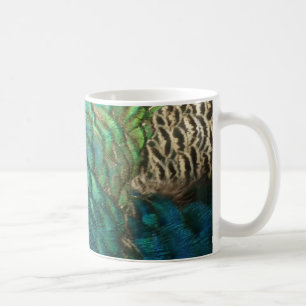 Caneca De Café Penas de Pavão I Desenho Abstrato Colorido da Natu