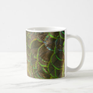 Caneca De Café Penas de Pavão III (Fêmea) Design Sutil da Naturez