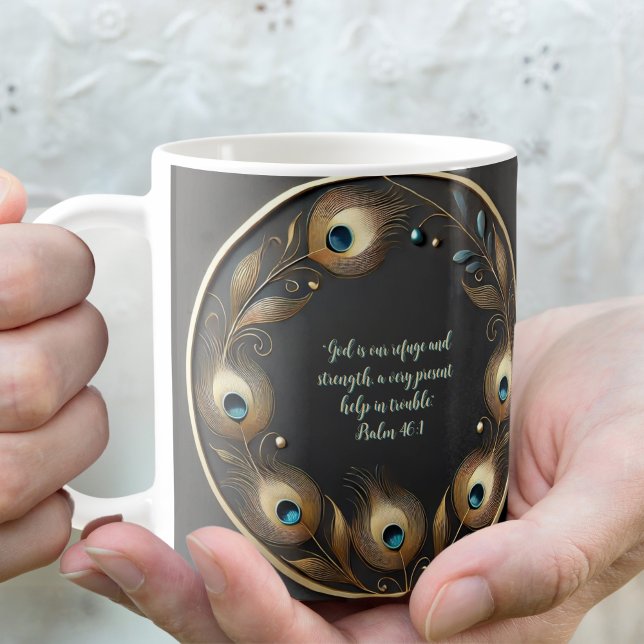Caneca De Café Penas de Peacock Elegantes mínimas personalizáveis (Criador carregado)