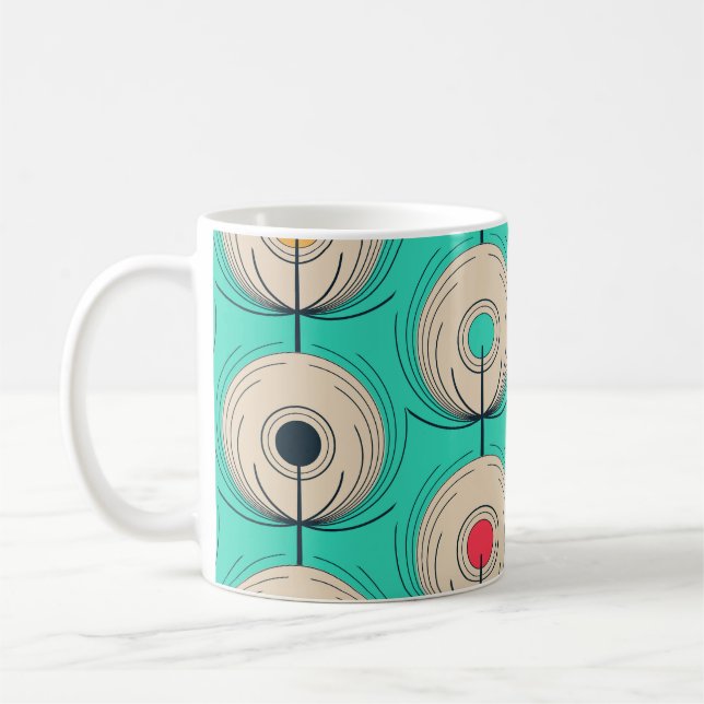 Caneca De Café Penas de Peacock: Fantasia Azul-marfim. (Esquerda)