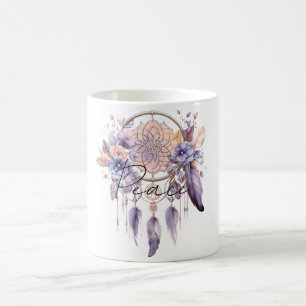 Caneca De Café Penas de Púrpura do Sonho de Paz