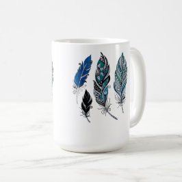 Caneca De Café Penas e cores dançam 