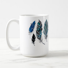 Caneca De Café Penas e cores dançam