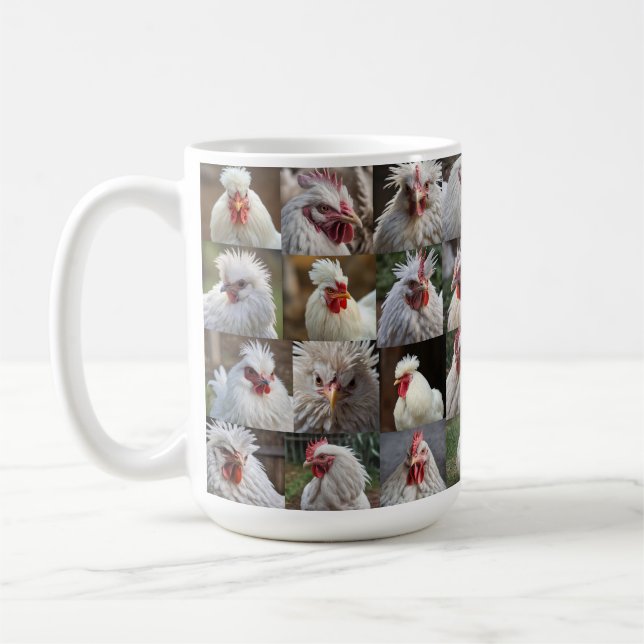 Caneca De Café "Penas em foco: Retrato de frango branco" (Esquerda)