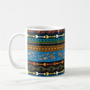 Caneca De Café Penas Étnicas: Embroiderme Boho Chic