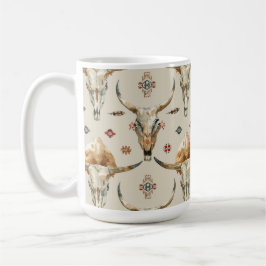 Caneca De Café Penas Nativas Tribais de Creme Brown