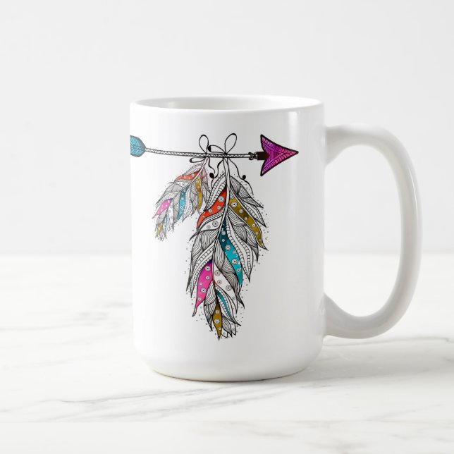 Caneca De Café penas ornamentais penduradas ao estilo boho (Direita)