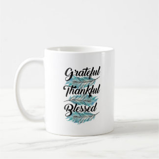 Caneca De Café penas teal grato pílula abençoada graças
