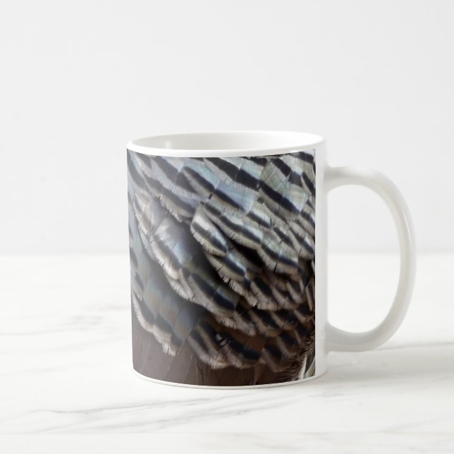 Caneca De Café Penas Turcas Selvagens II Abstrato Nature Design (Direita)