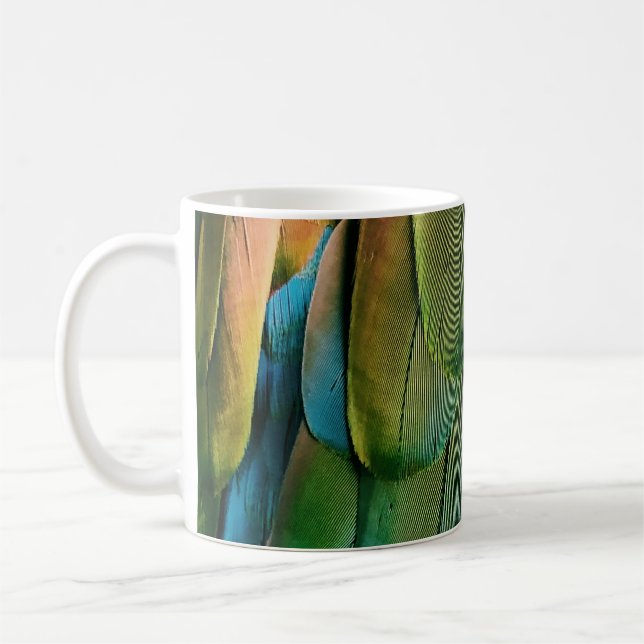 Caneca De Café Penas verdes e azuis (Esquerda)