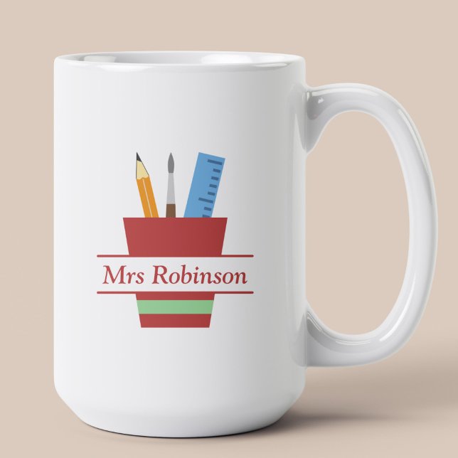 Caneca De Café Pencil Holder Monogramas Professor Obrigado Presen (Pencil Holder Monogram Teacher Thank You Gift Coffee Mug)