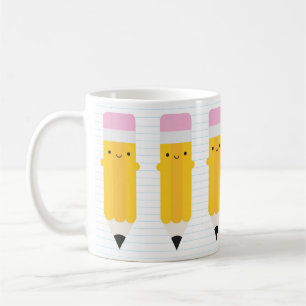 Caneca De Café Pencils Felizes Kawaii