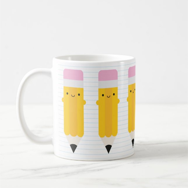 Caneca De Café Pencils Felizes Kawaii (Esquerda)