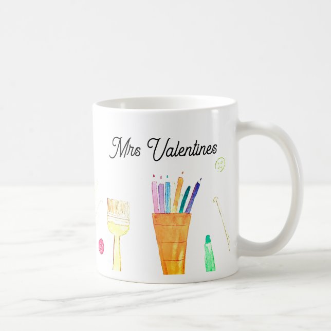 Caneca De Café Pencils Watercolor School Cute Modern (Direita)