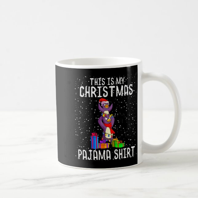 Caneca De Café Penguin Christmas Pajama Shirt Penguin Lover Gift  (Direita)