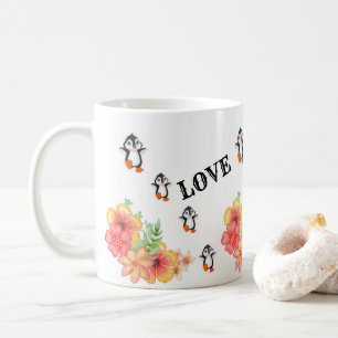 Caneca De Café Penguin Floral Love Faith Hope Mug