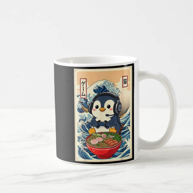 Caneca De Café Penguin Kawaii Japanese Ramen Noodle Retro Gaming  (Direita)