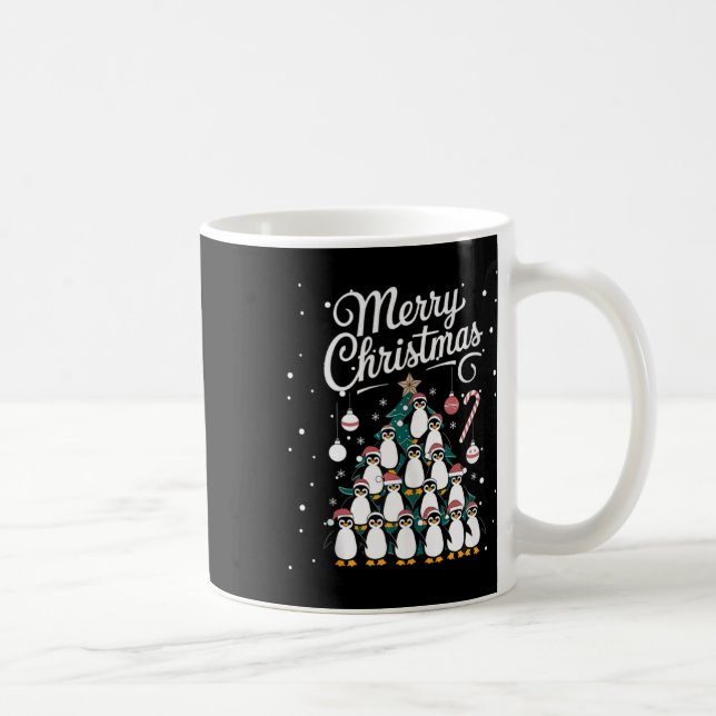 Caneca De Café Penguin Xmas Tree Penguine Árvore de Natal Ch (Direita)