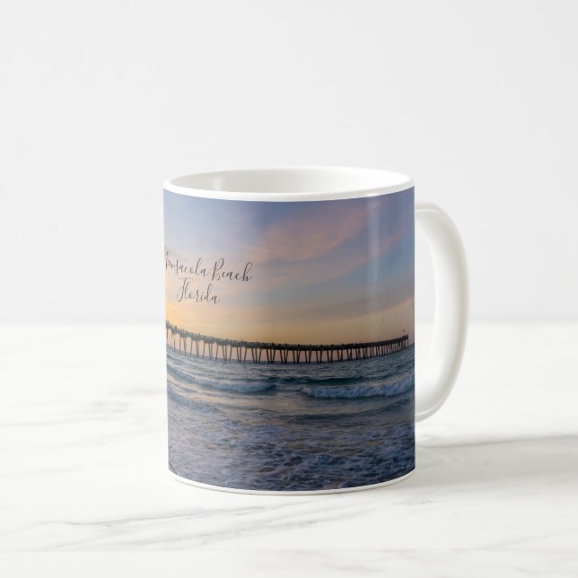Caneca De Café Pensacola Pier Shoreline Sunrise Clássica (Frente Esquerda)