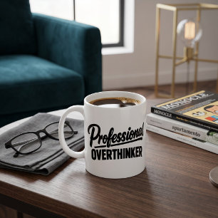 Caneca De Café Pensador Excessivo Profissional Engraçado