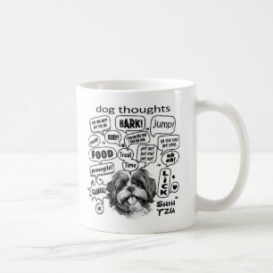 Caneca De Café Pensamentos Cachorros - Shih Tzu